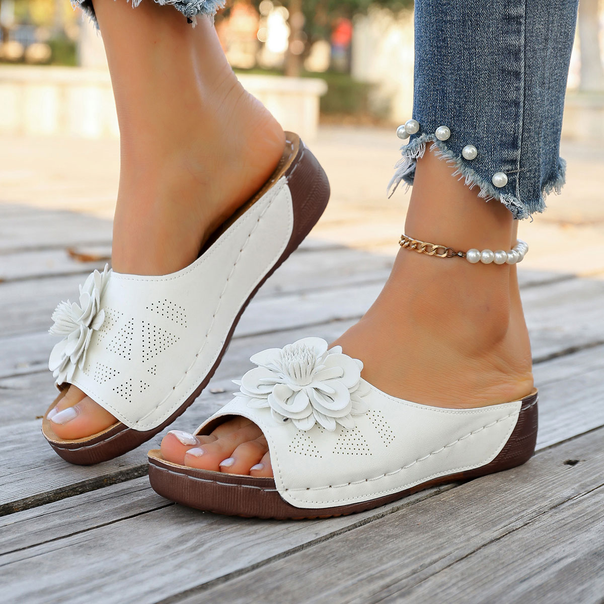 Women's Thick Sole Wedge Sanda - Indoor Plants recension och pris
