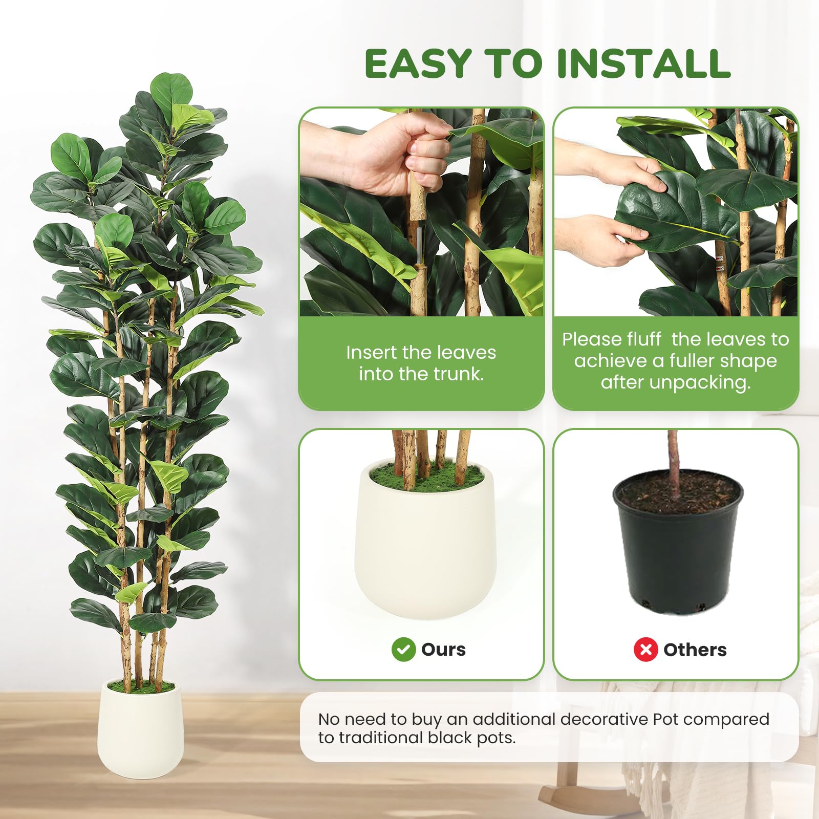 Faux Fiddle Leaf Fig Tree 5/6/ - Fiddle Leaf Fig recension och pris