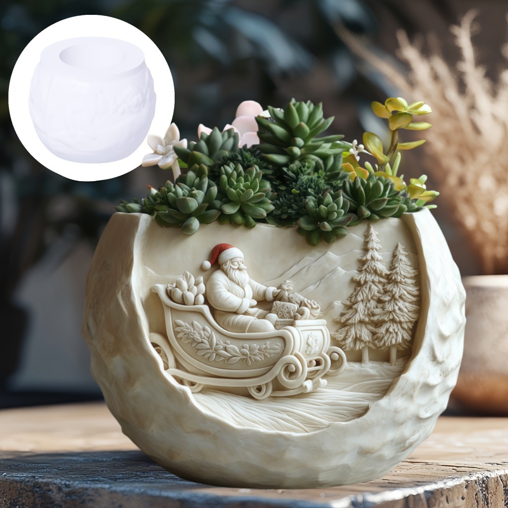 Cedar Sled Santa Claus Relief  - Succulent Set recension och pris