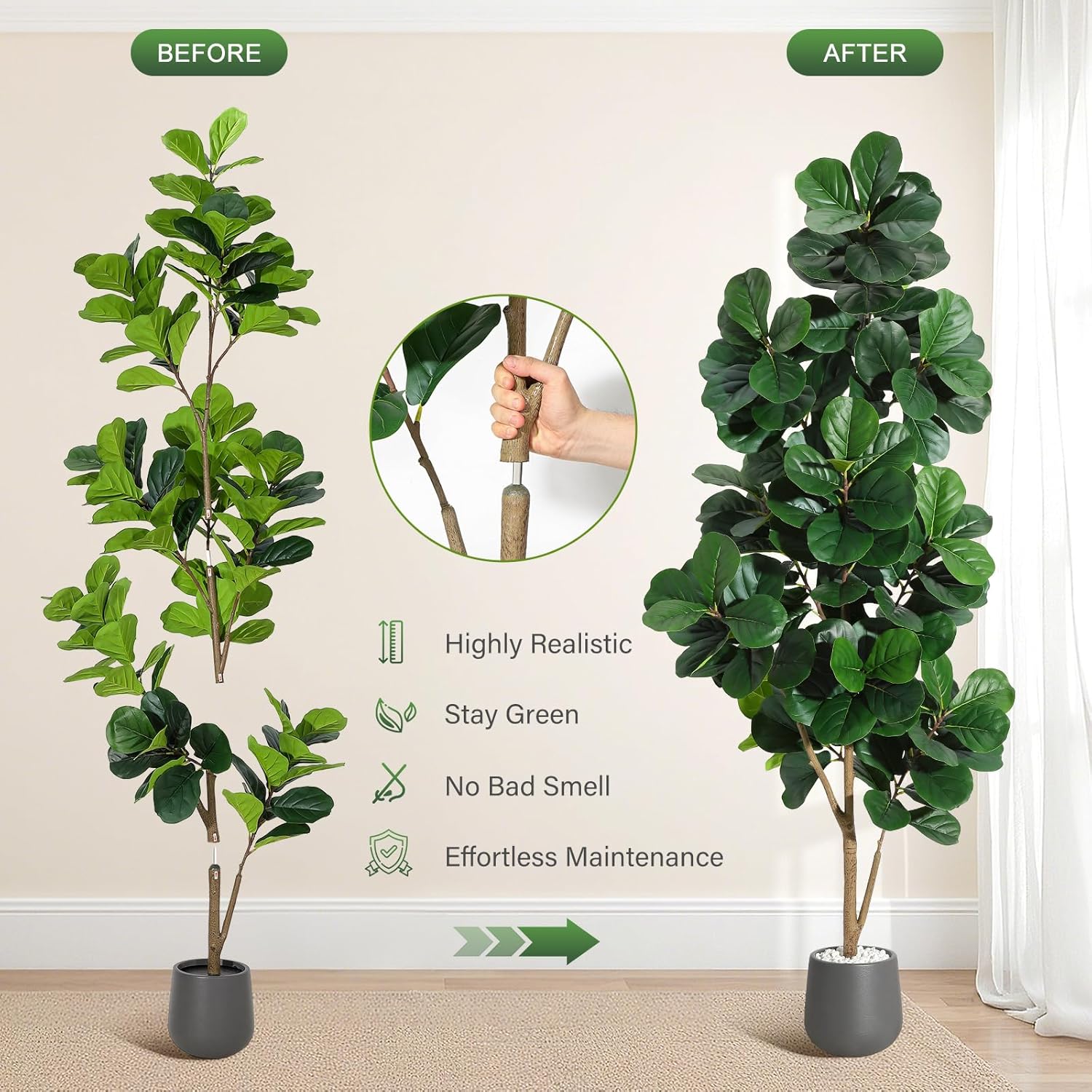 4FT/5FT/6FT/7FT Fiddle Leaf Fi - Fiddle Leaf Fig recension och pris